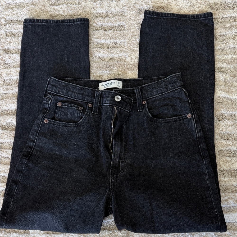 Abercrombie & Fitch Women's Straight Leg Jeans — Black